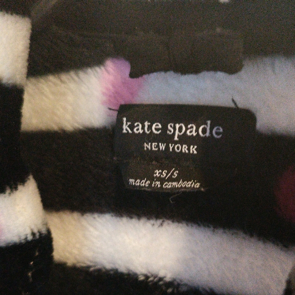 FINAL PRICE NWOT Kate Spade Black & White Striped Robe w Pink Accents XS/S
